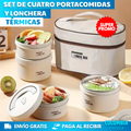SET X4 PORTACOMIDAS Y LONCHERA TÉRMICA