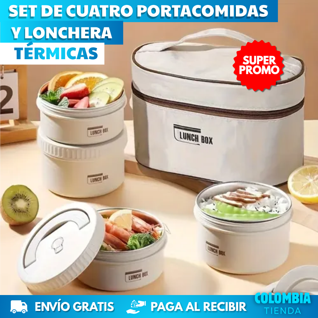 SET X4 PORTACOMIDAS Y LONCHERA TÉRMICA