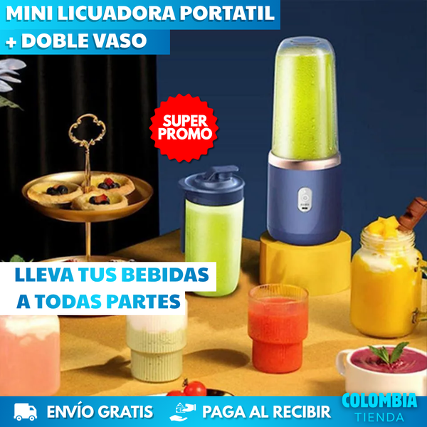 MINI LICUADORA PORTATIL + DOBLE VASO