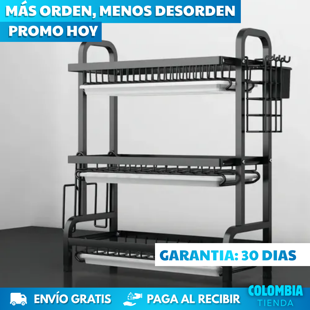 ESTANTE ESCURRIDOR PARA PLATOS 3 NIVELES (TAMAÑO GRANDE)