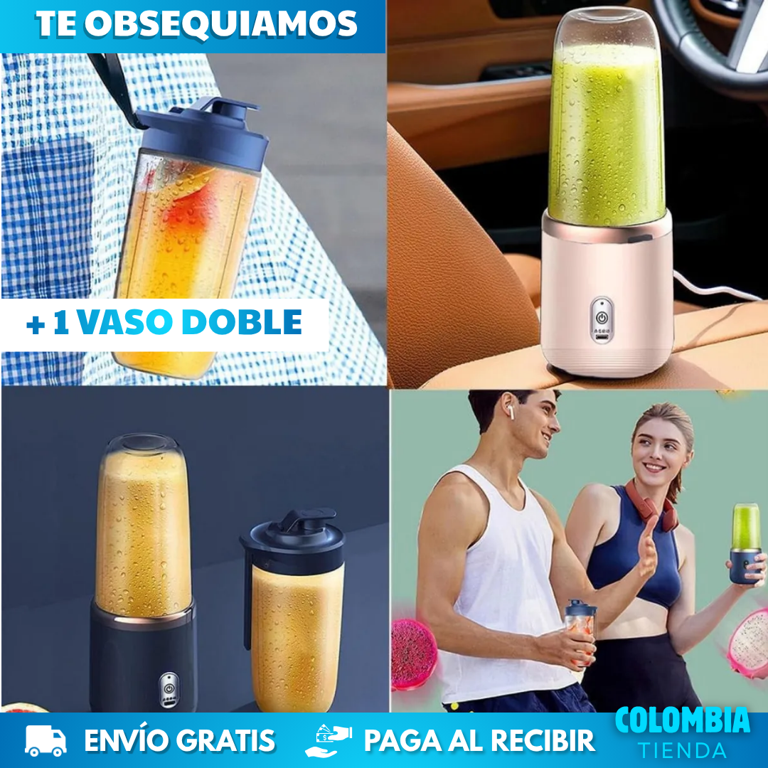 MINI LICUADORA PORTATIL + DOBLE VASO